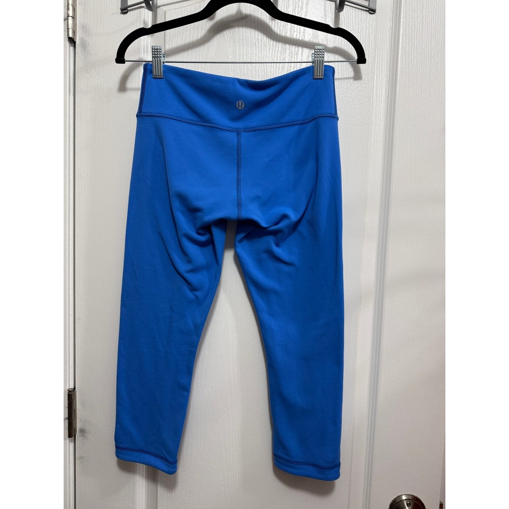 Lululemon Wunder Under Crop Reversible Leggings Black Electric Blue Size 6 - Picture 4 of 16